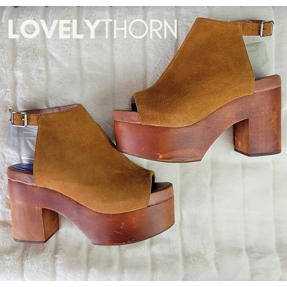 JEFFREY CAMPBELL // ltd ed free people collab suede wooden platform block heels - Picture 11 of 16